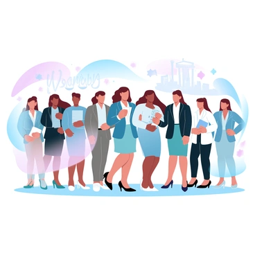 A large mural showcases a group of influential women in legal history. Prominent figures are depicted standing confidently, each symbolizing significant milestones in women's rights and legal advancements. One woman holds a scroll representing "Roe v. Wade," while others are surrounded by symbols of justice, such as scales and law books. The background features abstract representations of legal documents and historical landmarks, intertwining with a gradient of pastel colors that enhance the overall scene. Each woman is dressed in professional attire, embodying strength and determination in their roles within the legal system.