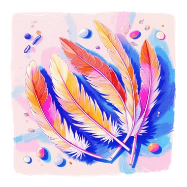 A collection of feathers lies scattered on a textured surface. Each feather displays a gentle gradient of earth tones, transitioning from deep browns to soft tans and warm beiges. The feathers vary in shape and size, some long and slender while others are short and fluffy. The light catches the delicate strands, highlighting their intricate patterns and textures. Surrounding the feathers, small pebbles and bits of dried grass enhance the natural theme of the composition.