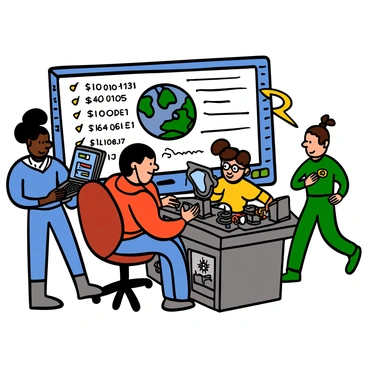 A group of four superheroes in a high-tech bunker is working diligently on a large digital screen displaying complex codes and data. The first superhero is a tall woman with dark skin, wearing a sleek blue suit with silver accents, typing rapidly on a keyboard. Next to her is a muscular man with light skin and short black hair, wearing a red armored suit, analyzing a holographic map floating in mid-air. A third superhero, a young woman with curly brown hair and glasses, is seated at a workstation filled with gadgets, focusing intently on a tablet. Finally, a man with medium skin tone and spiky hair, dressed in a green suit adorned with symbols, is pacing back and forth, deep in thought. The atmosphere is tense as they collaborate to crack the codes and thwart the villain's master plan.
