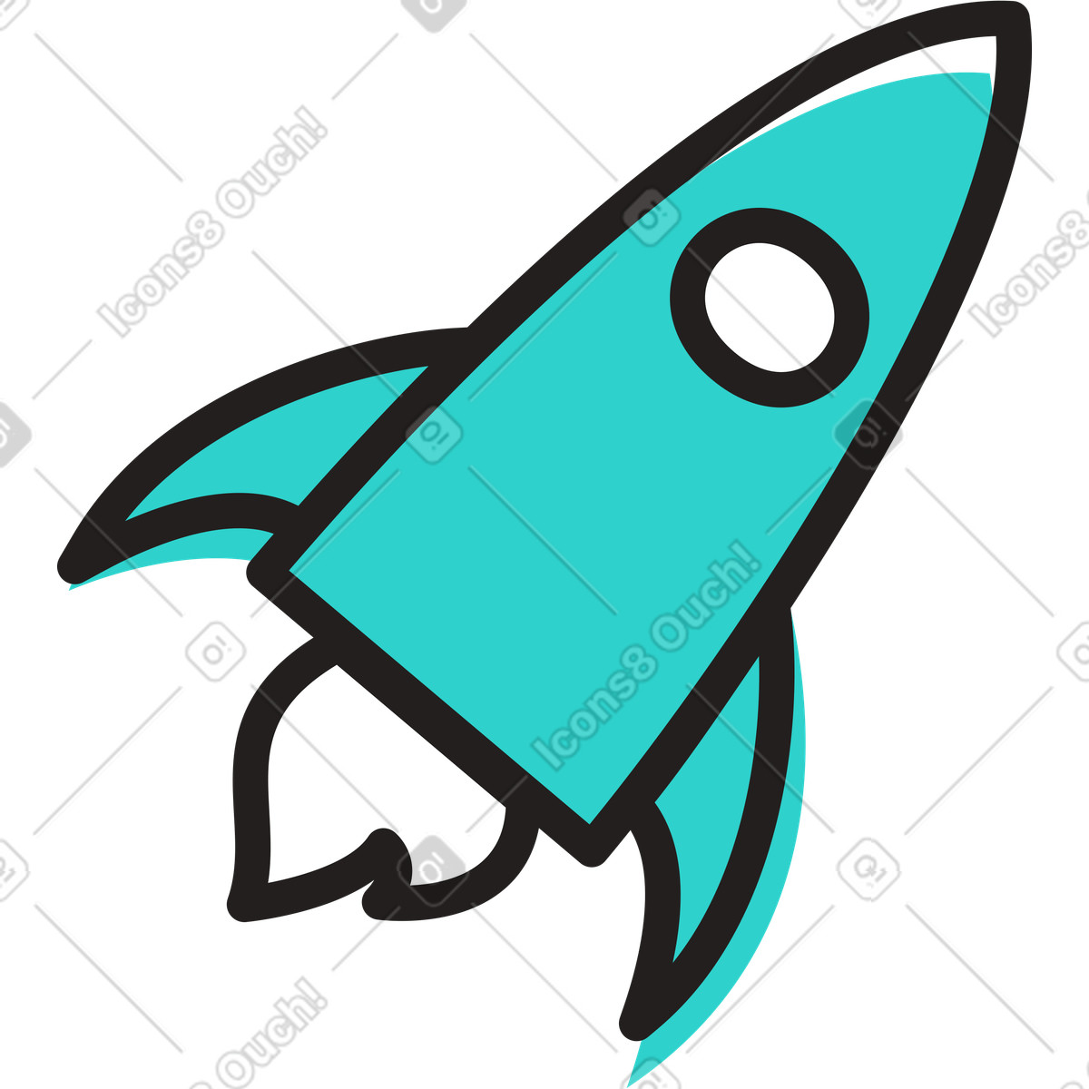 下载 Little 风格的 Turquoise rocket 插画，支持 PNG、SVG 格式