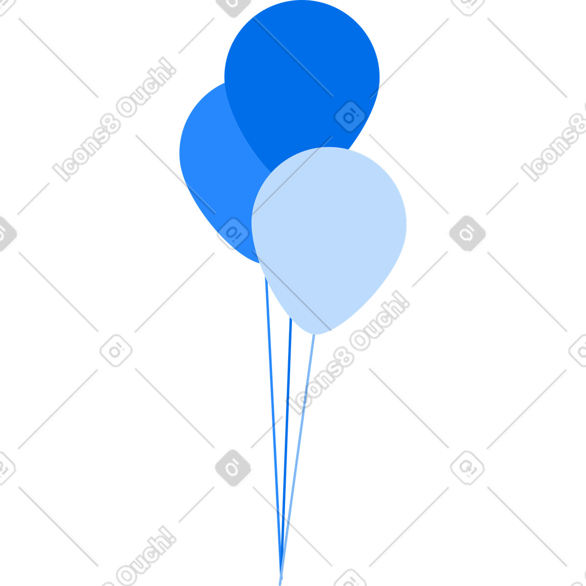 Three blue balloons illustration in Urban style download in PNG, SVG