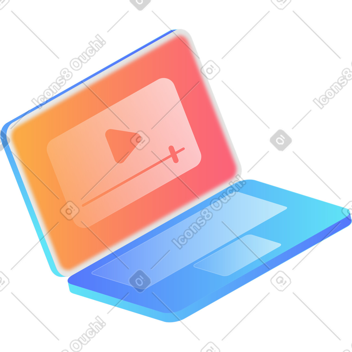 Computer mit player öffnen-Illustration im Morphis-Stil als Download in PNG, SVG
