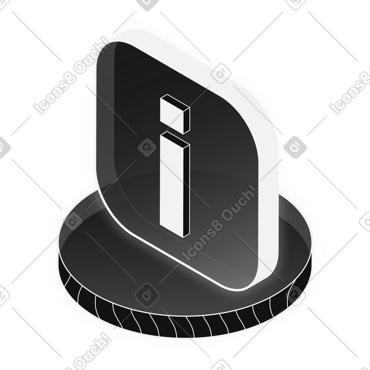 Help center information symbol for app support and guidance illustration in Inverse style download in PNG, SVG