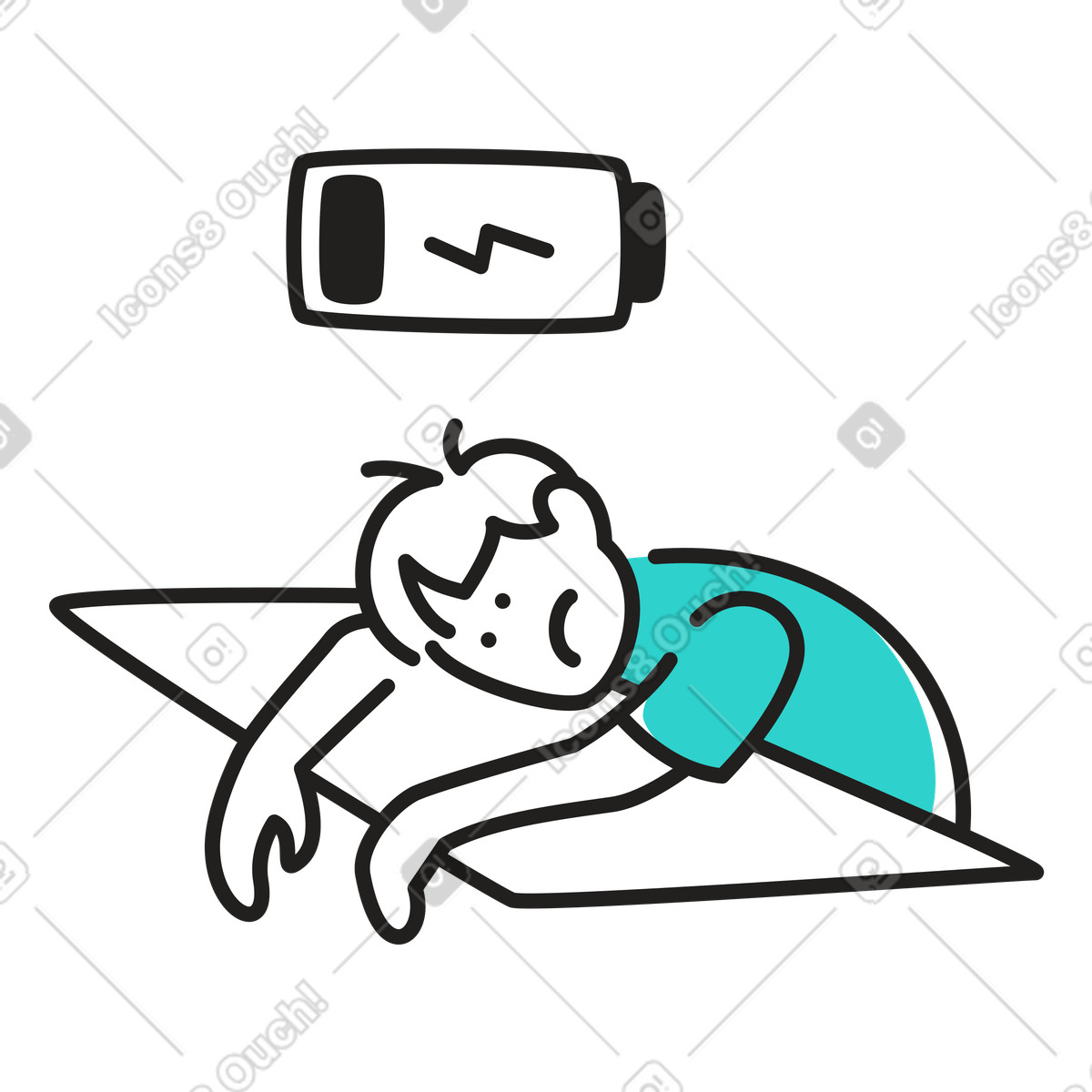 Müder mann liegt auf einem tisch-Illustration im Little-Stil als Download in PNG, SVG