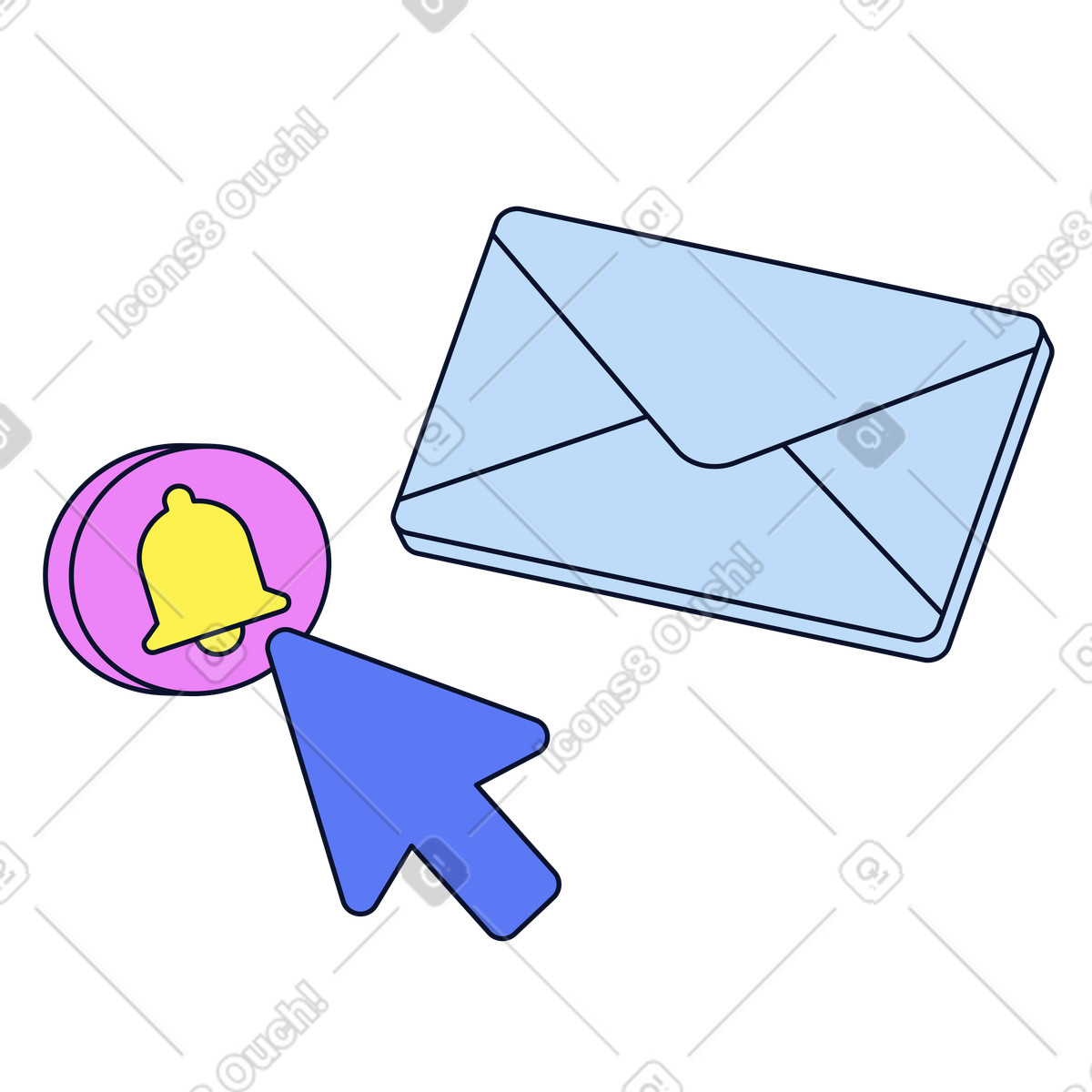 Turn on Email notifications illustration in Flexy style download in PNG, SVG