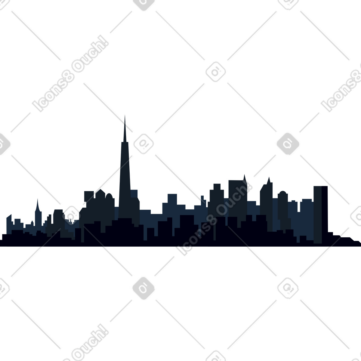 Ilustração de Silhueta noturna da cidade em no estilo Vivid para baixar em PNG, SVG