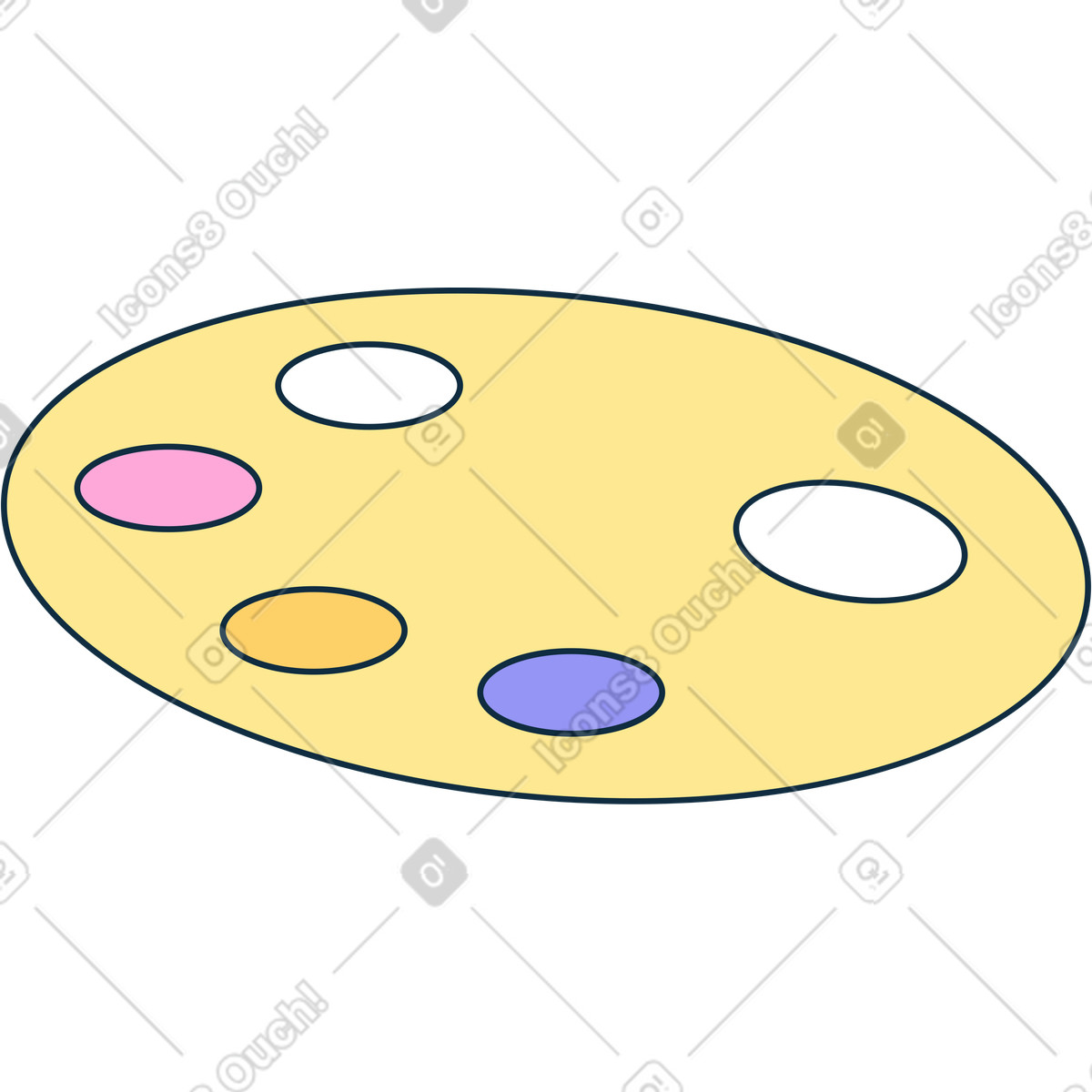 Yellow palette with paints illustration in Bubble gum style download in PNG, SVG