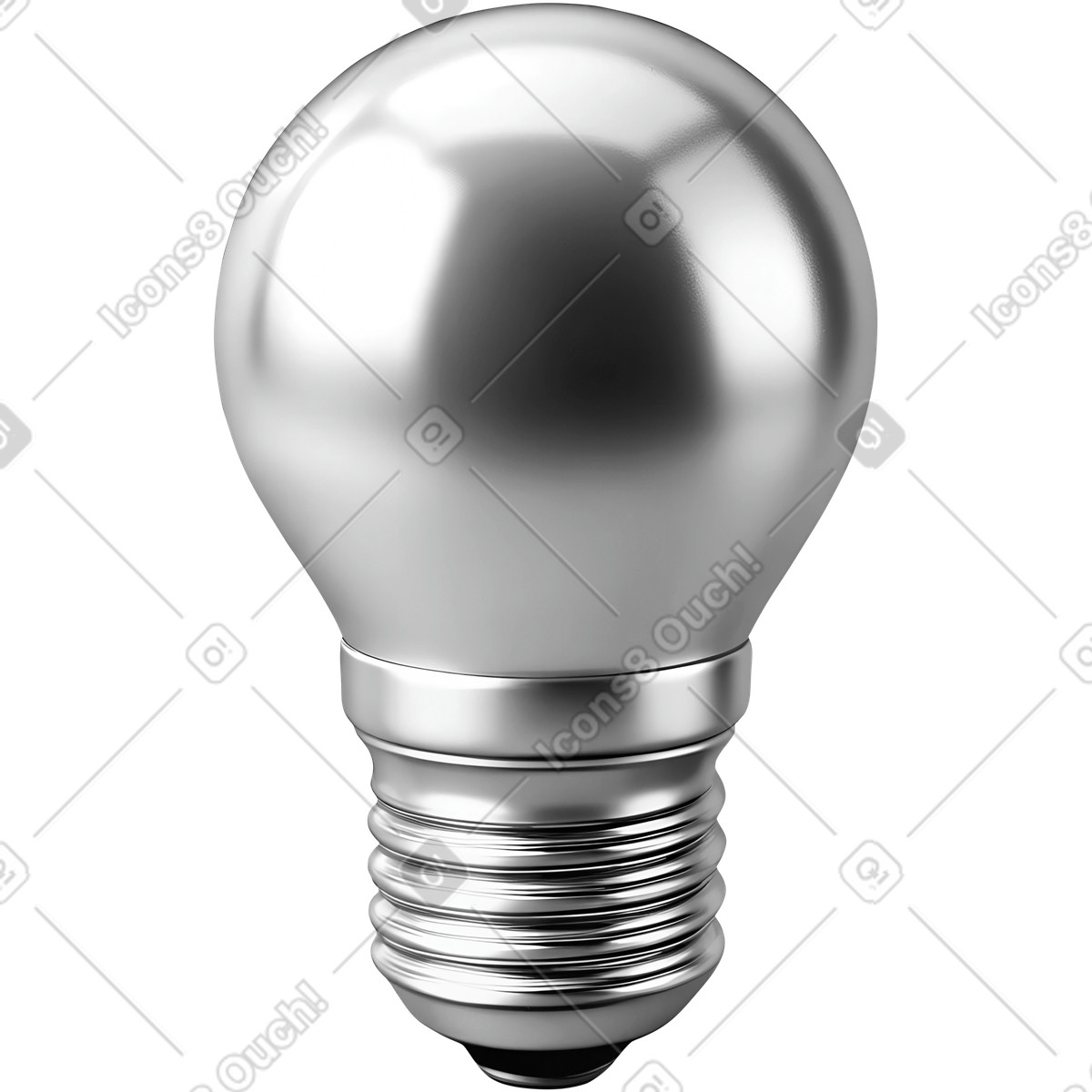 Silberne metallic-glühbirne-Illustration im Chromed-Stil als Download in PNG, SVG