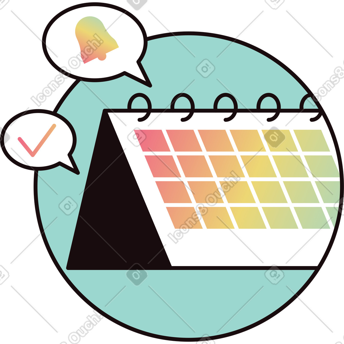Calendar and notifications icon illustration in Delight style download in PNG, SVG