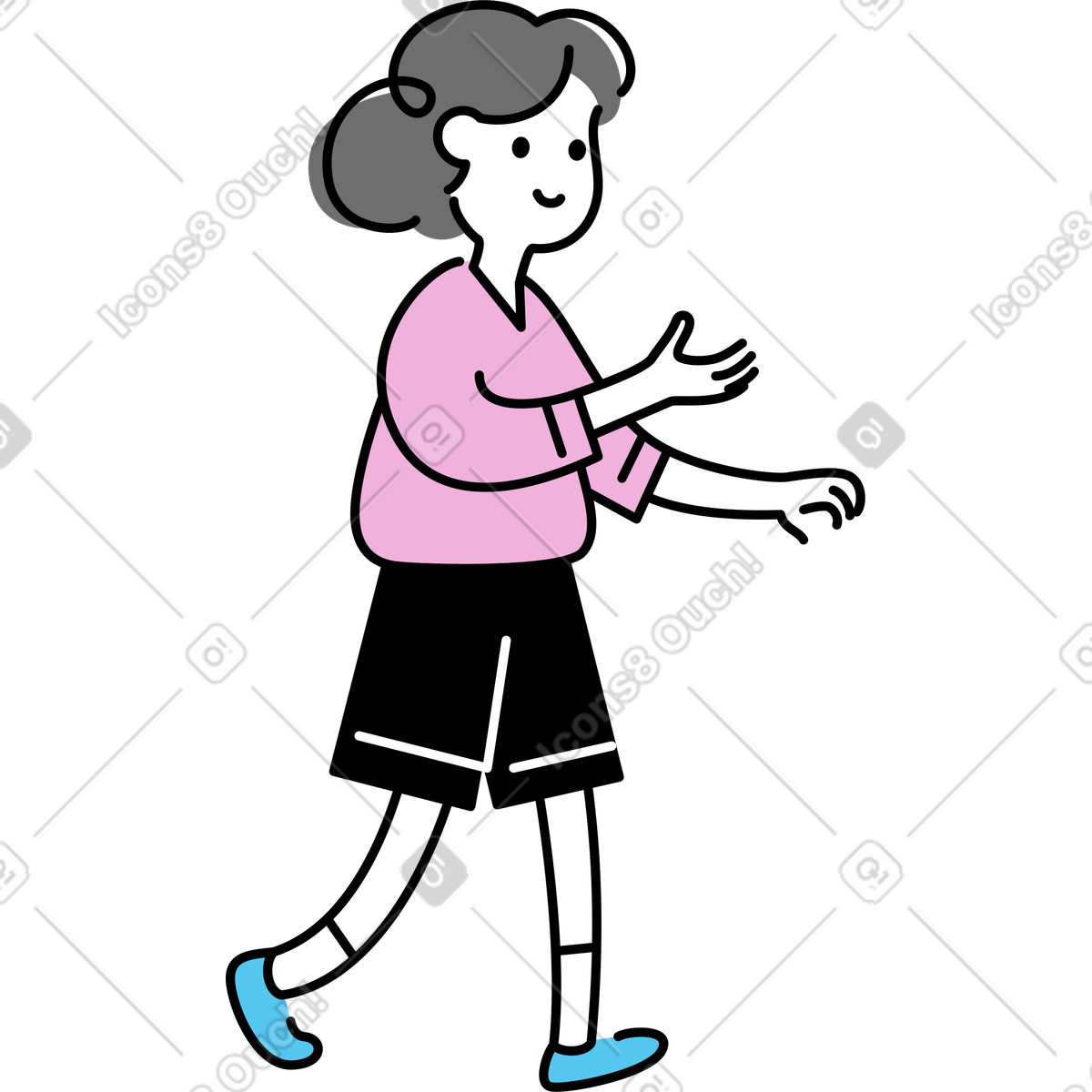 Gehende person-Illustration im Mochi-Stil als Download in PNG, SVG