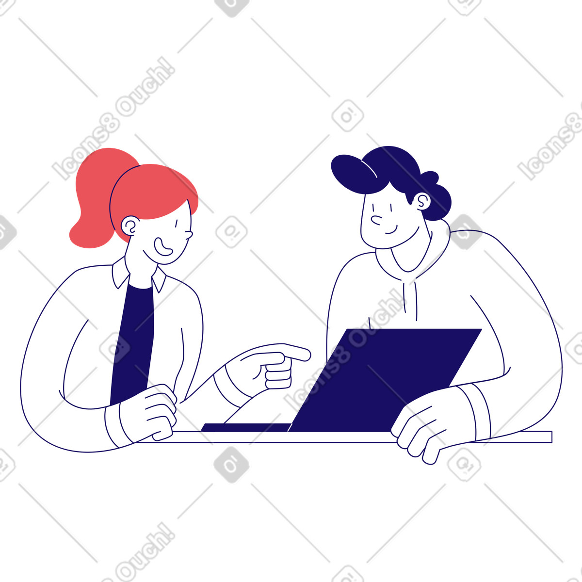Team di dipendenti che discutono del progetto illustrazione in stile Bendy scarica in PNG, SVG