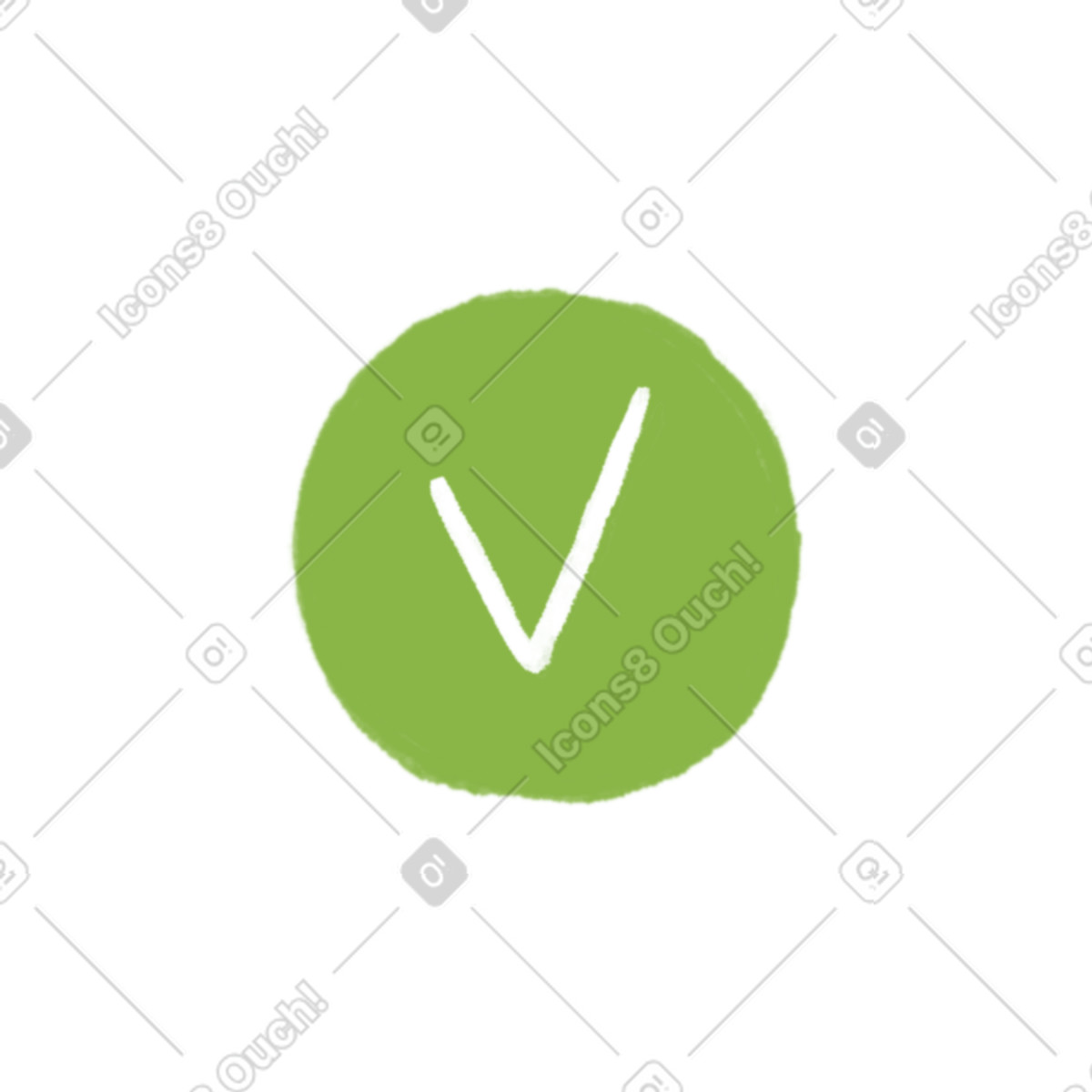 Check mark in the green circle illustration Ikigai style download PNG, SVG