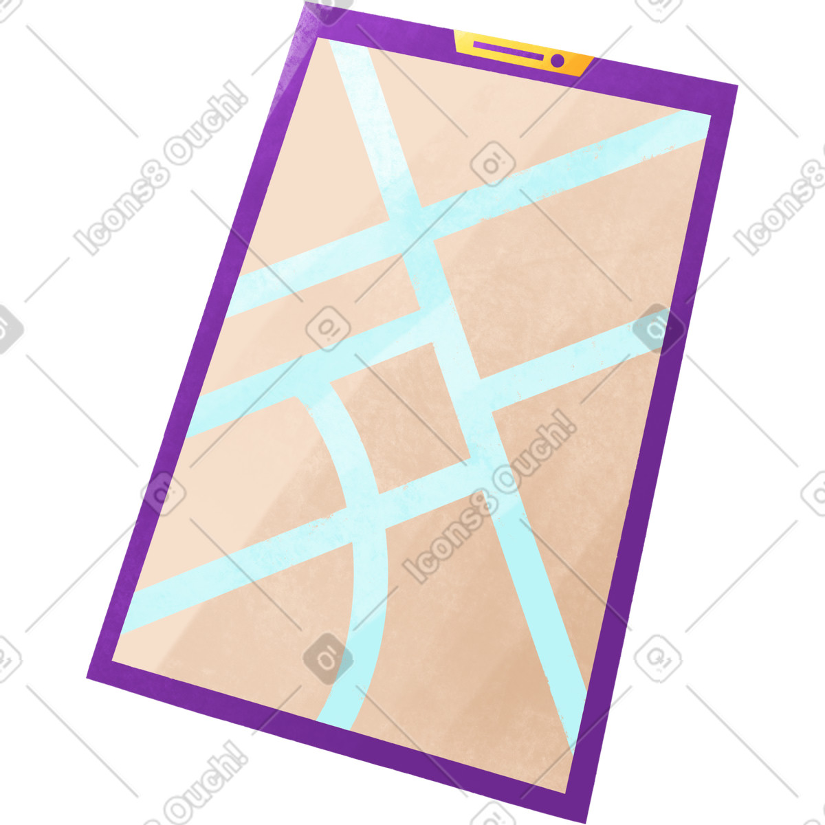 Mobile phone with map plan of city-Illustration im Bonbon-Stil als Download in PNG, SVG