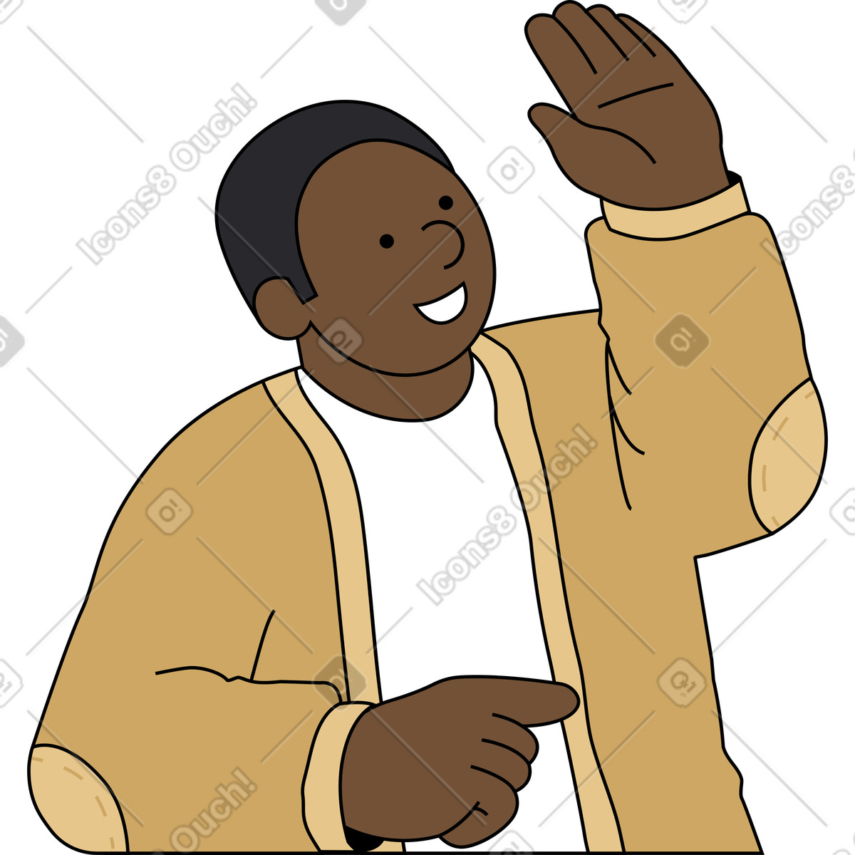 Ilustração de Jovem dando high five em no estilo Kindy para baixar em PNG, SVG