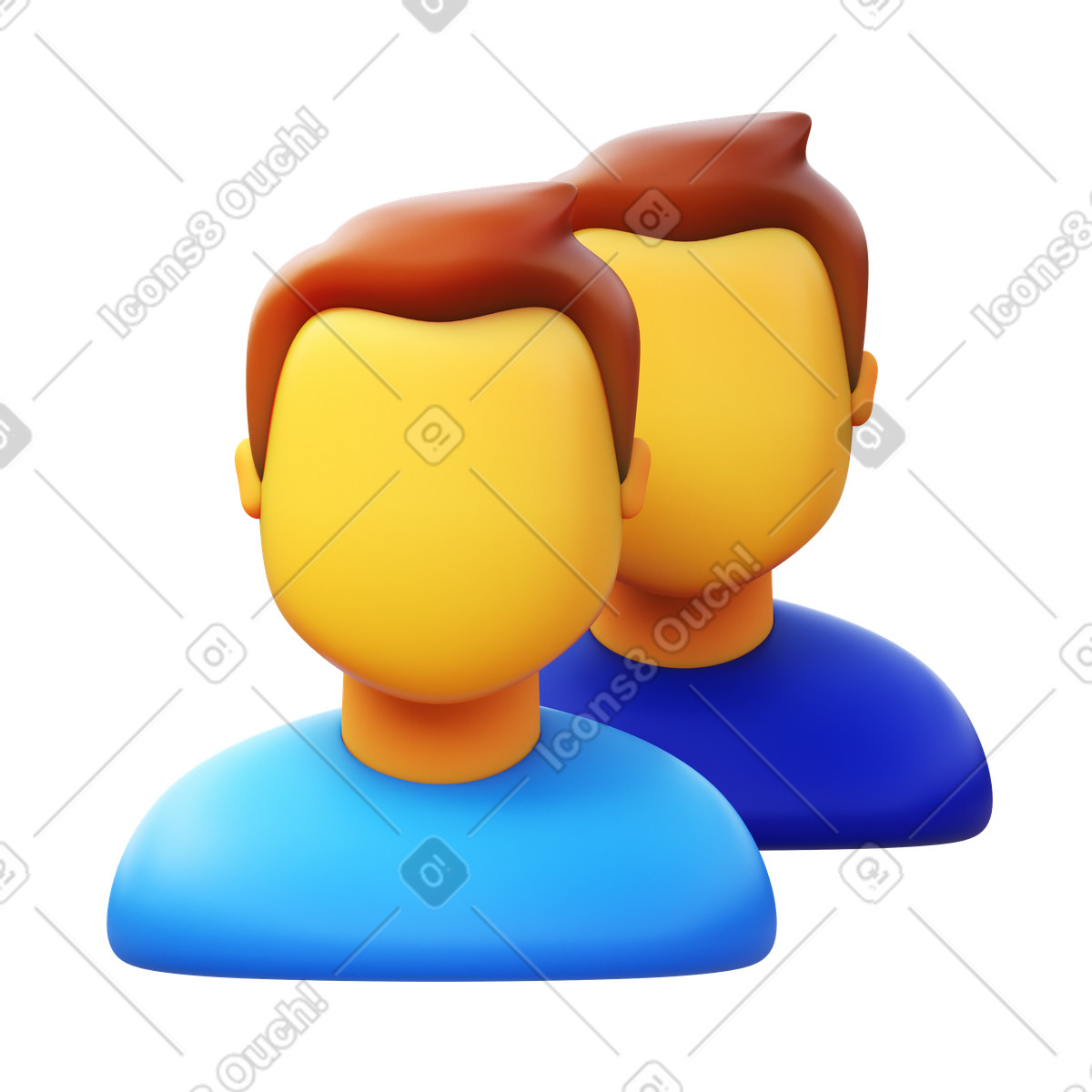 Two men illustration in 3D Fluency style download in PNG, SVG