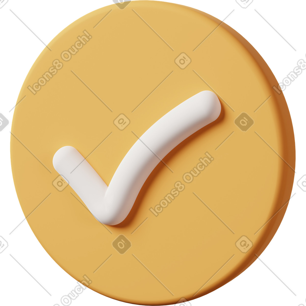 Иллюстрация Round check mark side view yellow в стиле 3D Casual life — скачать в форматах PNG, SVG