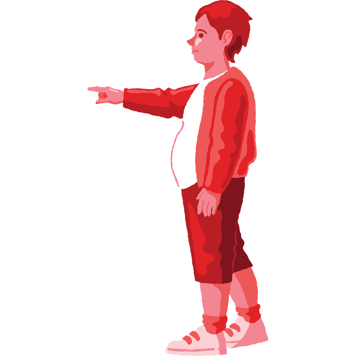 下载 Cherry 风格的 Chubby boy pointing side view 插画，支持 PNG、SVG 格式