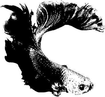 A fish swimming in a circular motion - Bitmap style illustration