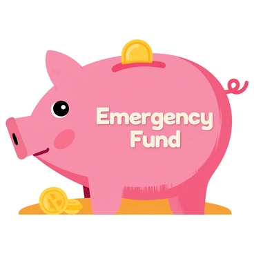 A piggy bank labeled 'Emergency Fund' with a small lock on it