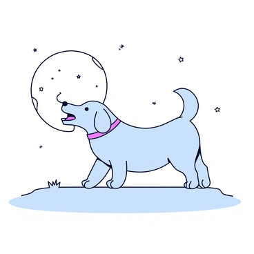 A dog howling at the moon, captured in a dramatic line drawing