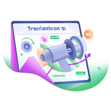 An educational chart displaying the components of a car transmission system. The chart includes labeled illustrations of key parts such as the clutch, gears, torque converter, and transmission fluid. Each component is represented in a distinct color for clarity. Arrows connect the components to demonstrate their relationships and functions within the system. The background is a soft pastel shade to enhance visibility of the illustrations.