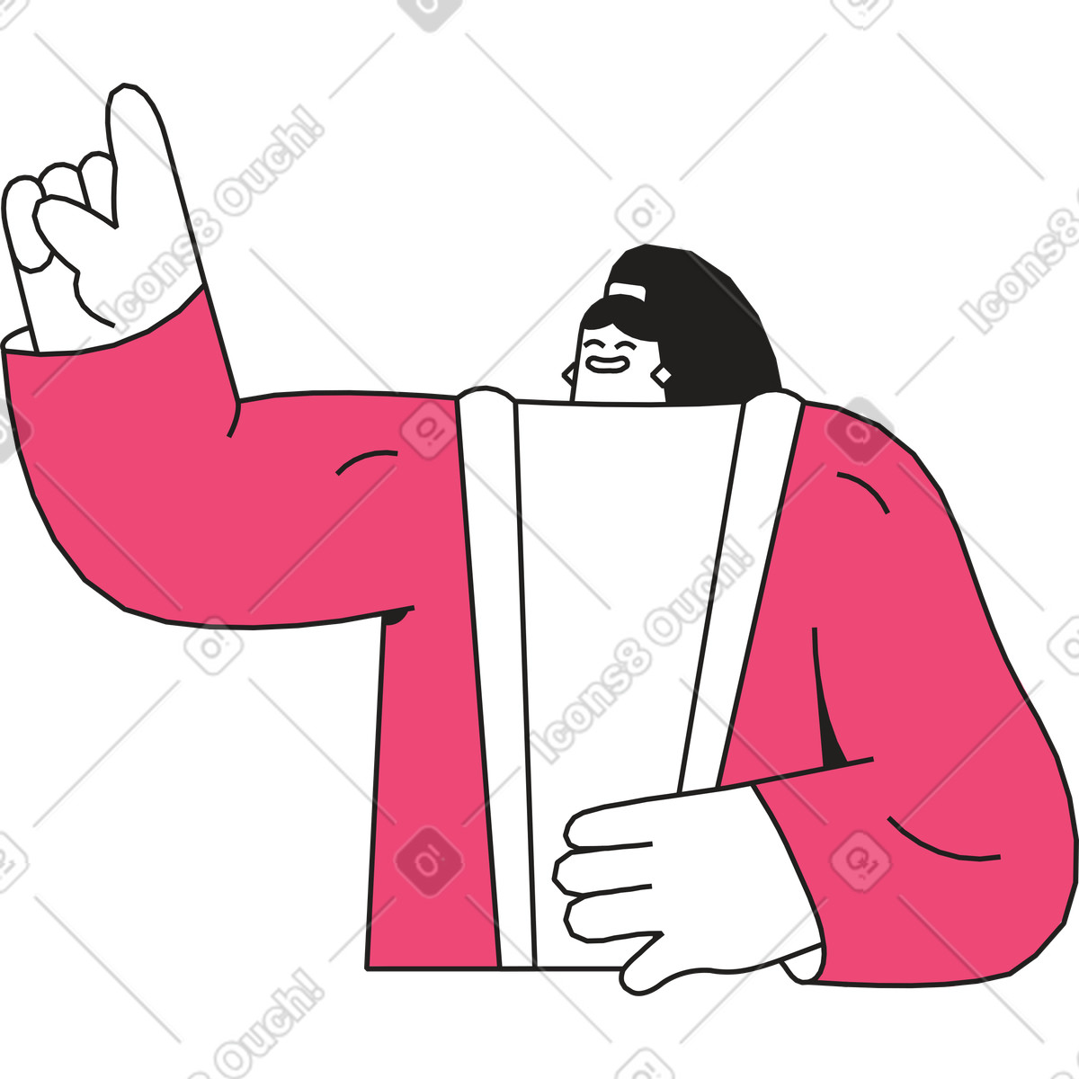 Ilustração de Mulher levantando a mão em no estilo Dazzle Line para baixar em PNG, SVG