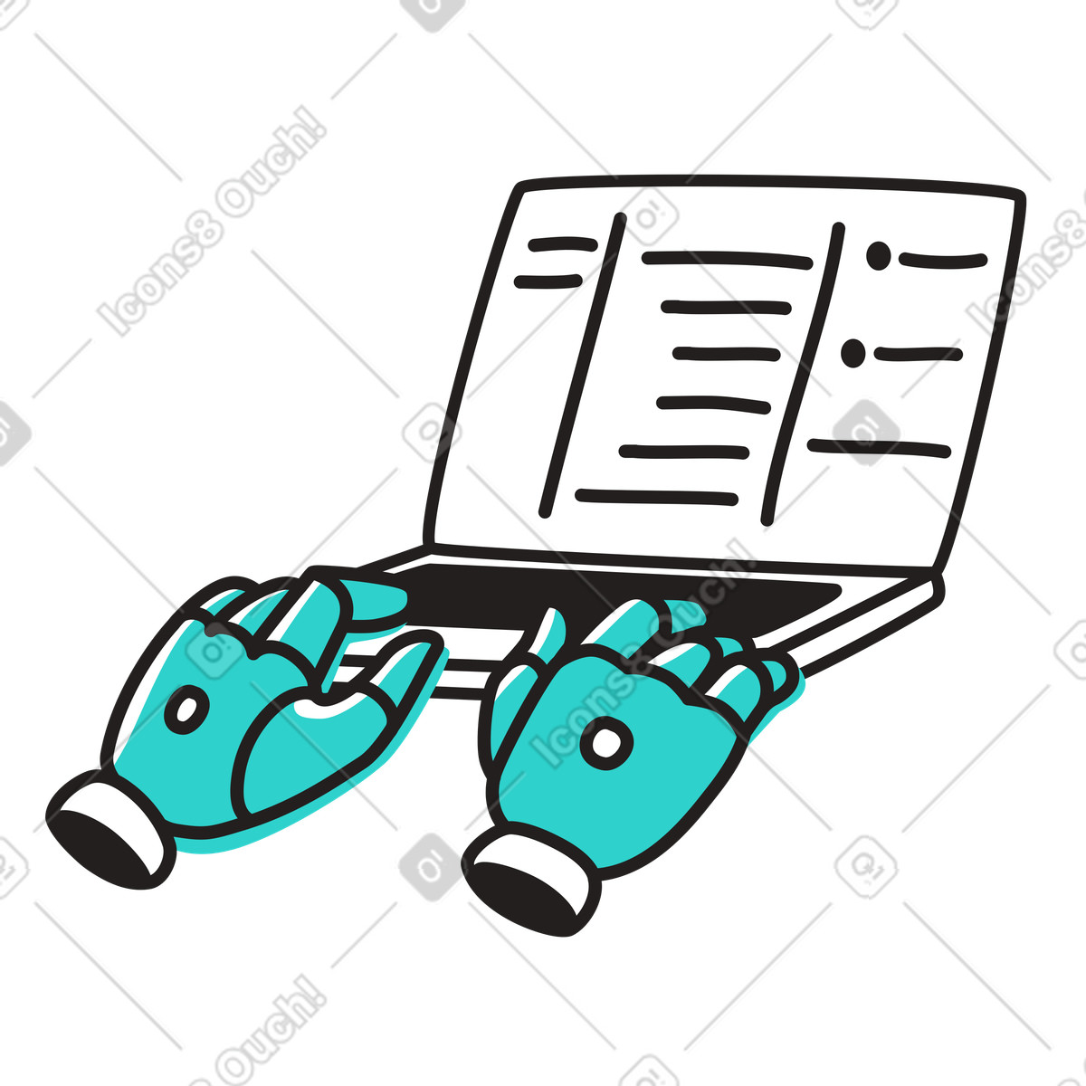 Programming with artificial intelligence illustration in Little style download in PNG, SVG