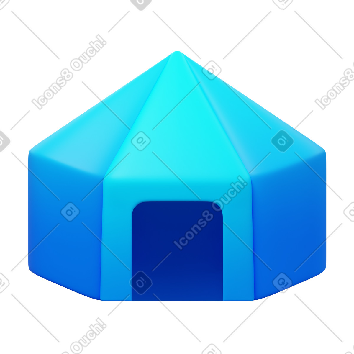 Blue Tent illustration in 3D Fluency style download in PNG, SVG
