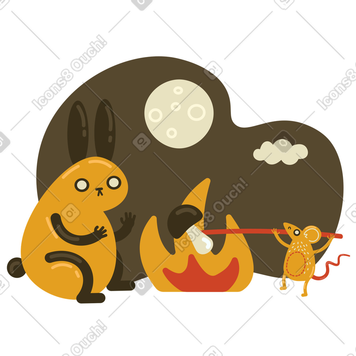 Camping illustration in Arabica style download in PNG, SVG