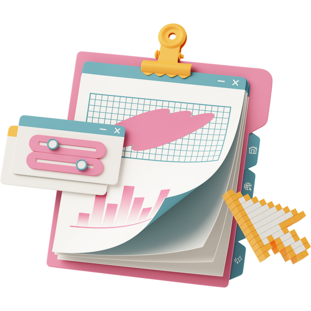 Ilustração de Website with analytics em no estilo 3D Casual life para baixar em PNG, SVG