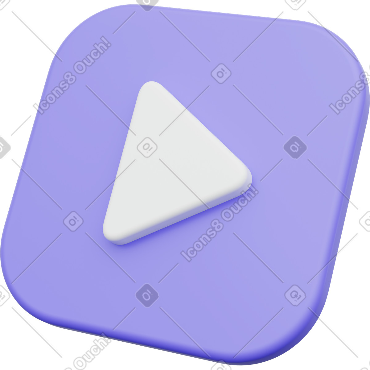 Play button, white triangle on purple, video player icon illustration in PNG, SVG