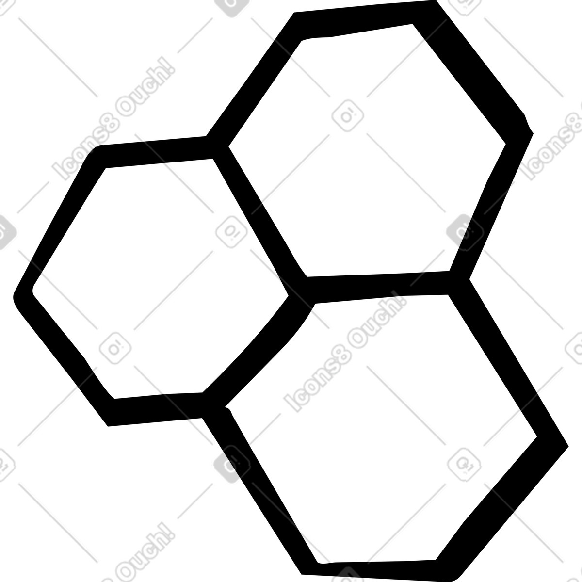 Hexagonal elements, cells, network nodes illustration in Line style download in PNG, SVG