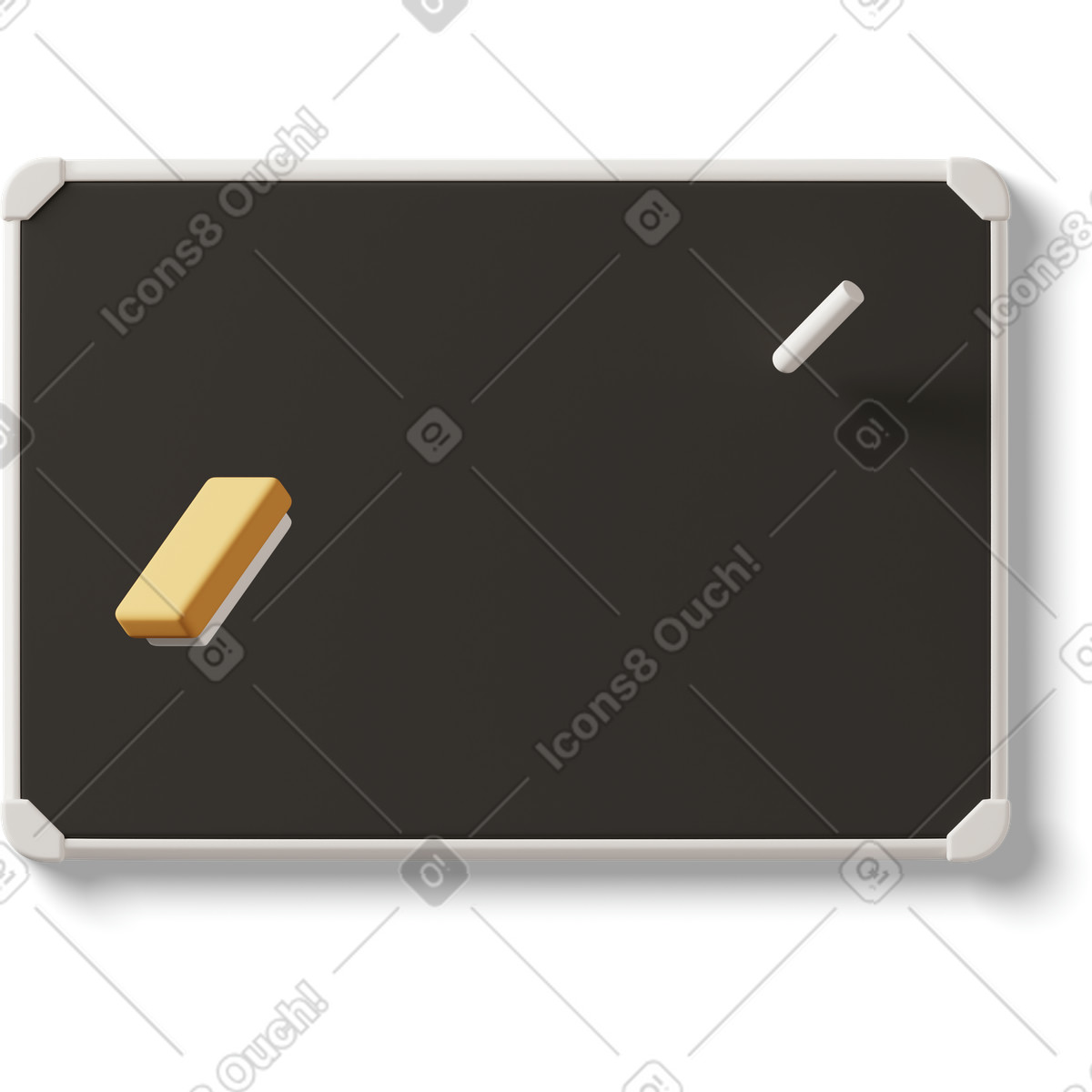 Ilustração de Chalkboard with sponge and chalk em no estilo 3D Casual life para baixar em PNG, SVG