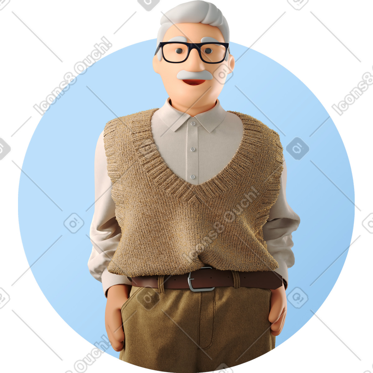 Avatar of a smiling elderly man illustration clipart in PNG SVG