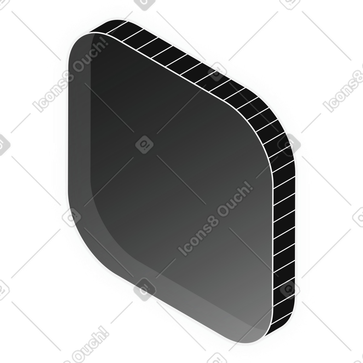 User interface black blank panel with rounded corners illustration in Inverse style download in PNG, SVG
