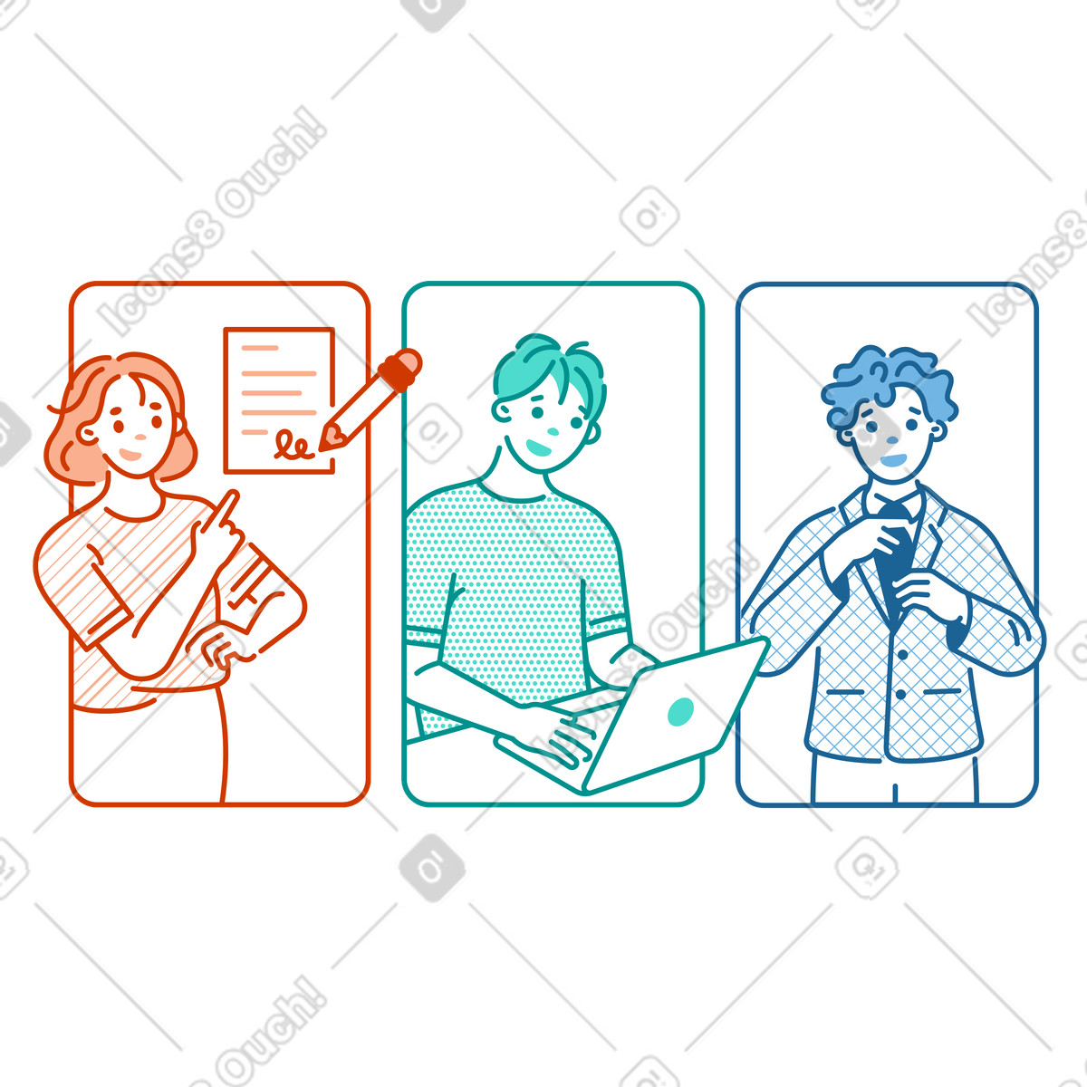 Inserimento dei dipendenti illustrazione in stile Natty scarica in PNG, SVG