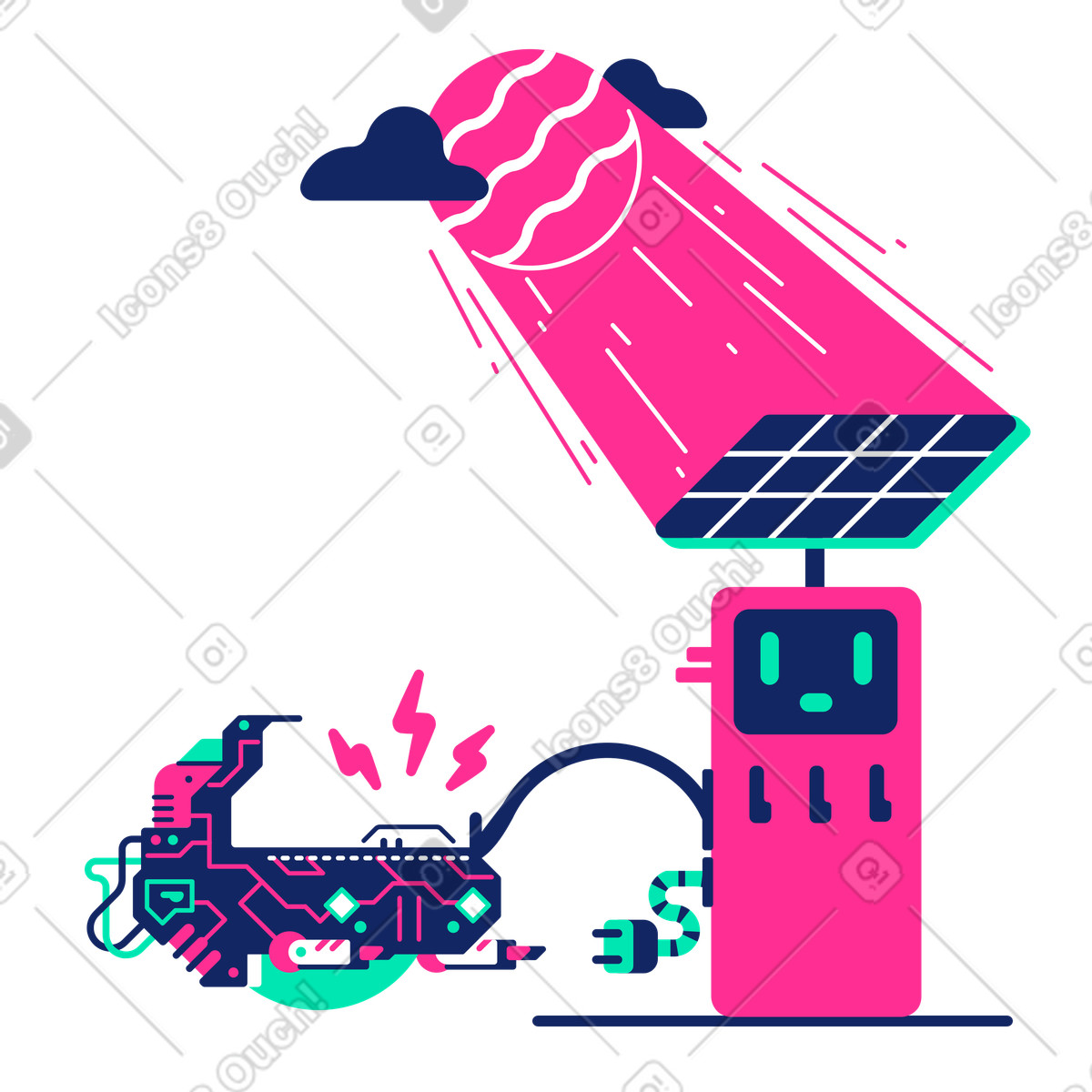 Eco-fuel illustration in Cyborg style download in PNG, SVG