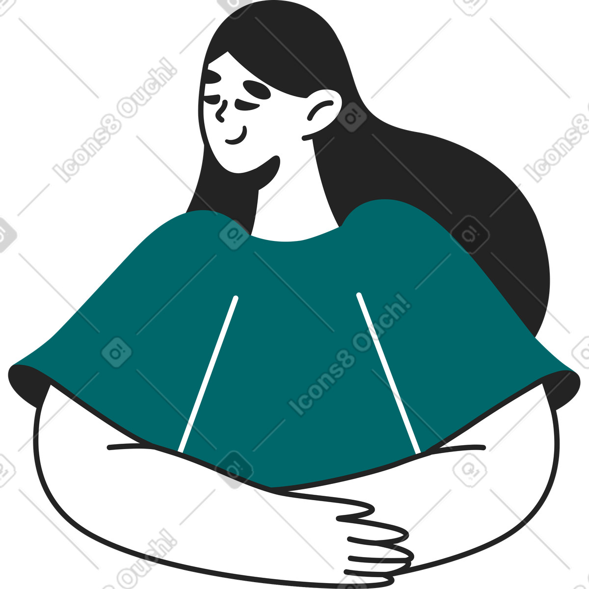 Woman folded her hands illustration in Sammy Line style download in PNG, SVG