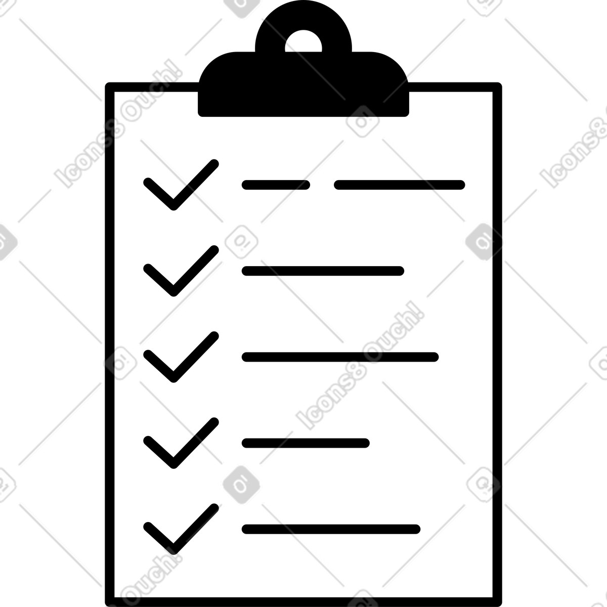 Иллюстрация Checklist clipboard with multiple check marks and horizontal task lines в стиле Notion Line Art — скачать в форматах PNG, SVG