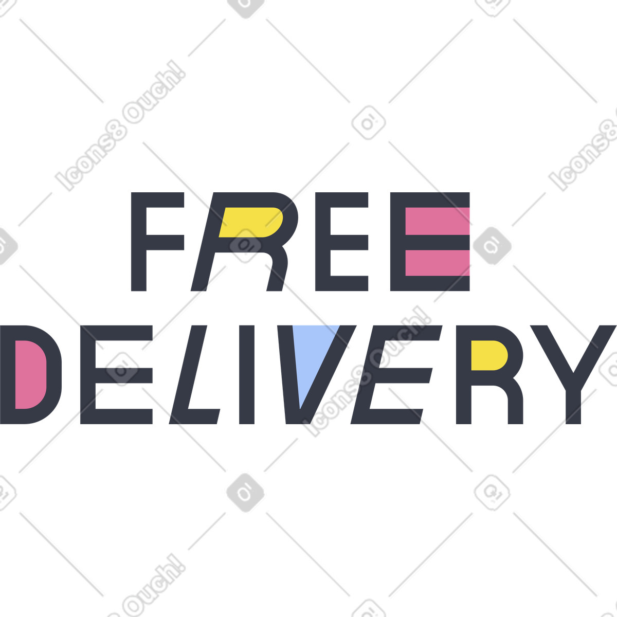 Beschriftung versandkostenfrei-Illustration im Abstract-Stil als Download in PNG, SVG