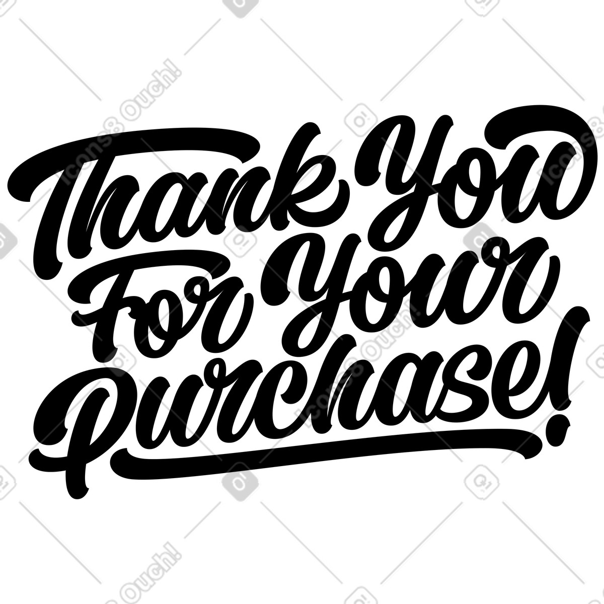 Lettering thank you for your purchase! calligraphy style text illustration in download in PNG, SVG