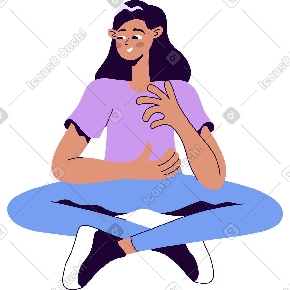 Illustration Femme assise en position du lotus dans le style Martina à télécharger aux formats PNG, SVG