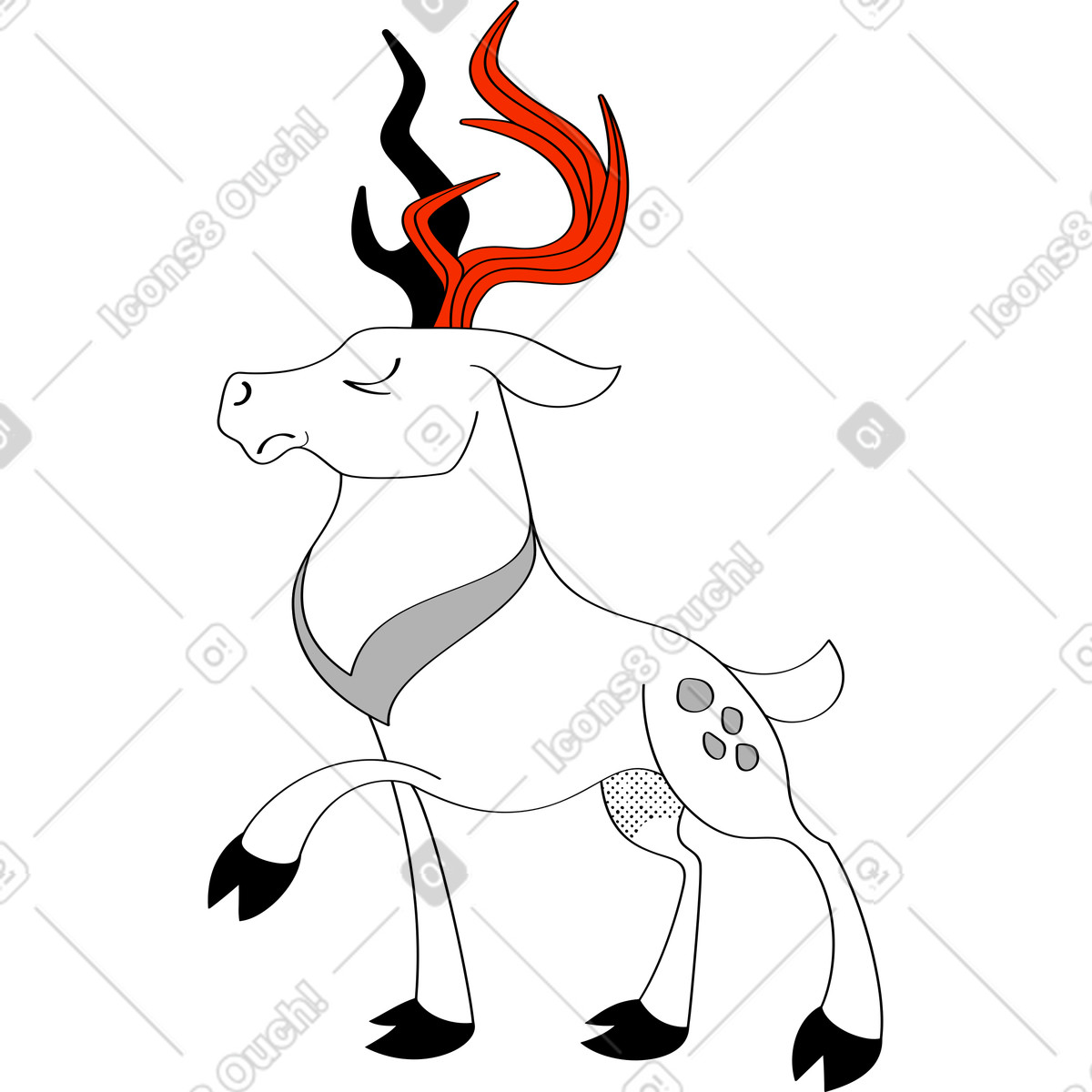 Ilustración Ciervo en estilo Looney a descargar en PNG y SVG