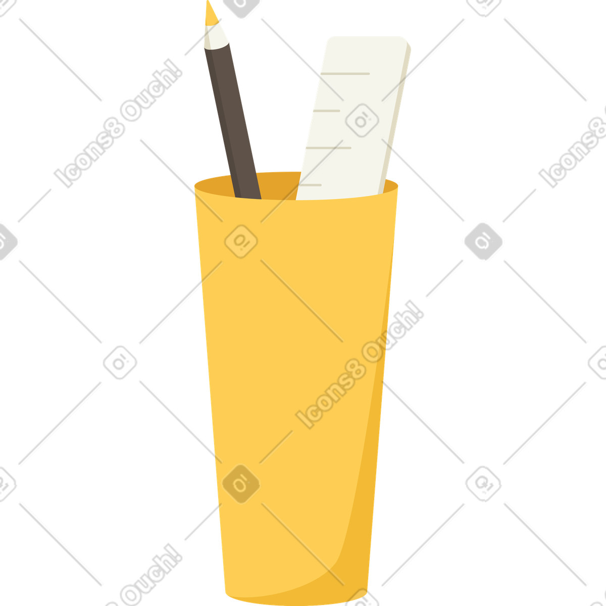 Ilustración Taza con lapices en estilo Social a descargar en PNG y SVG