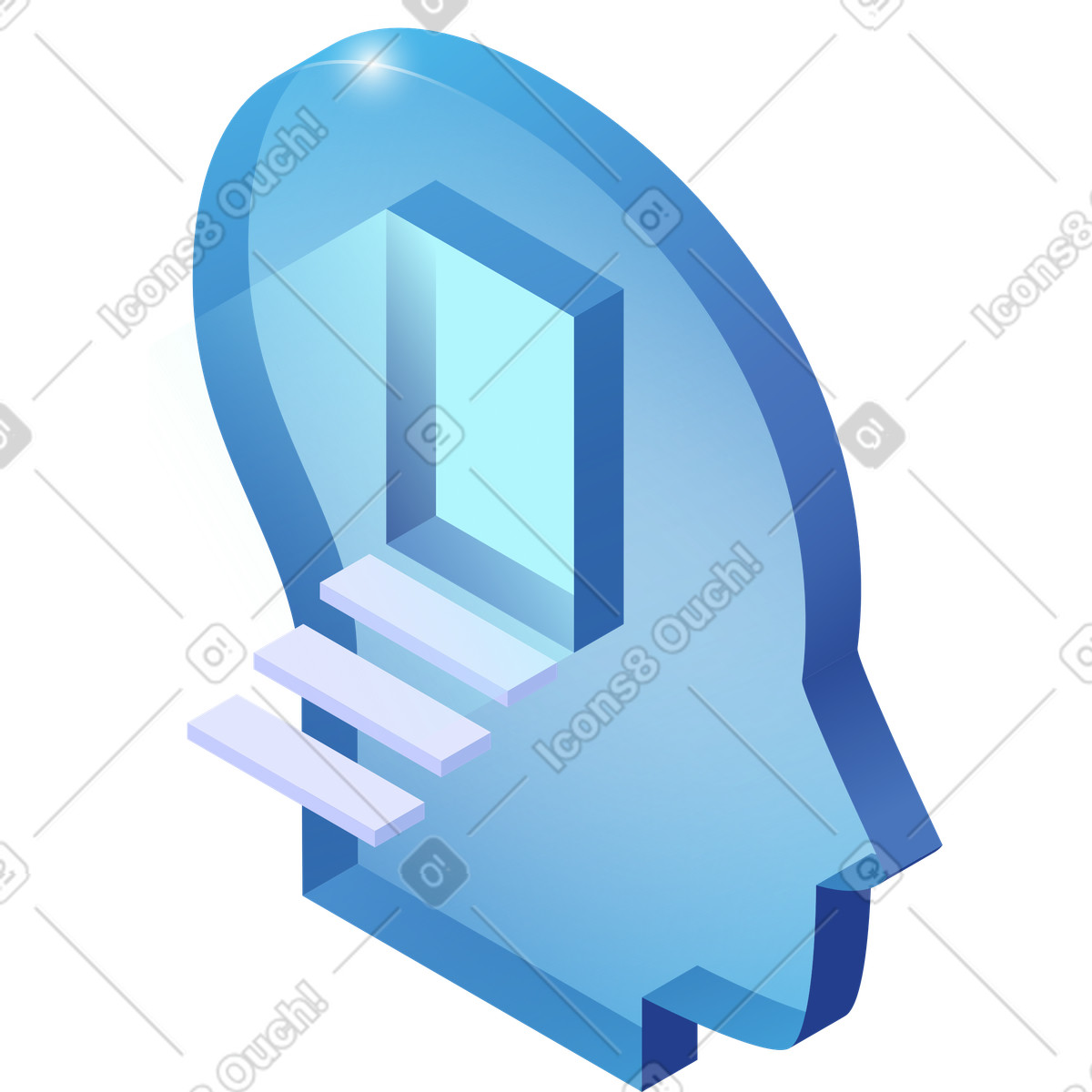 Person head with doorway and stairs illustration in Quantum style download in PNG, SVG