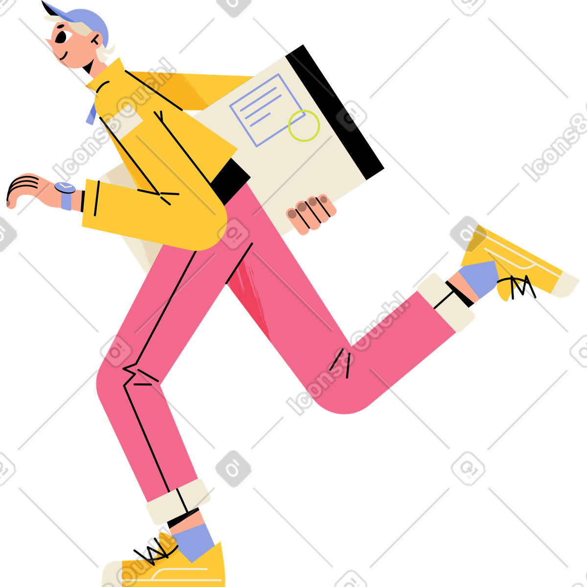 Ilustración Repartidor con un paquete en sus manos estilo Juicy a descargar PNG y SVG