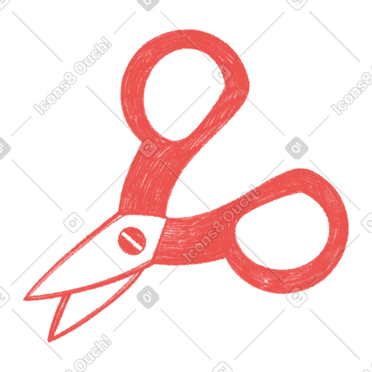 Red children's scissors illustration in Biro style download in PNG, SVG
