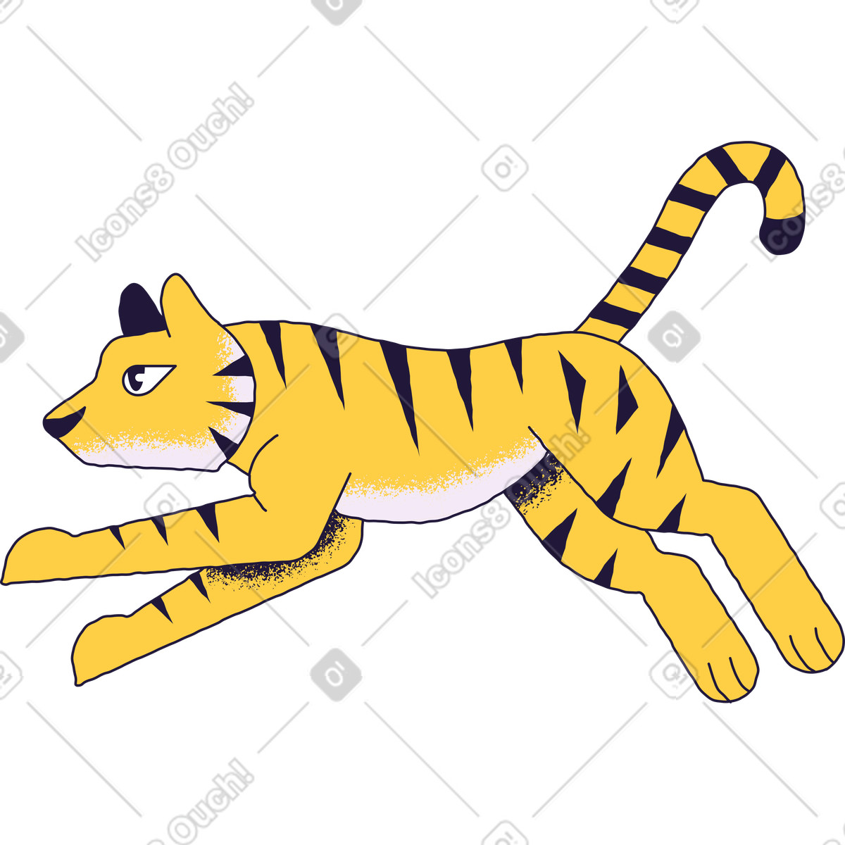 Tigre illustrazione in stile Conifer scarica in PNG, SVG