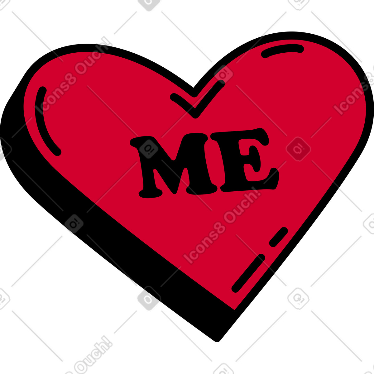 Heart with the word me illustration in Ruby style download in PNG, SVG