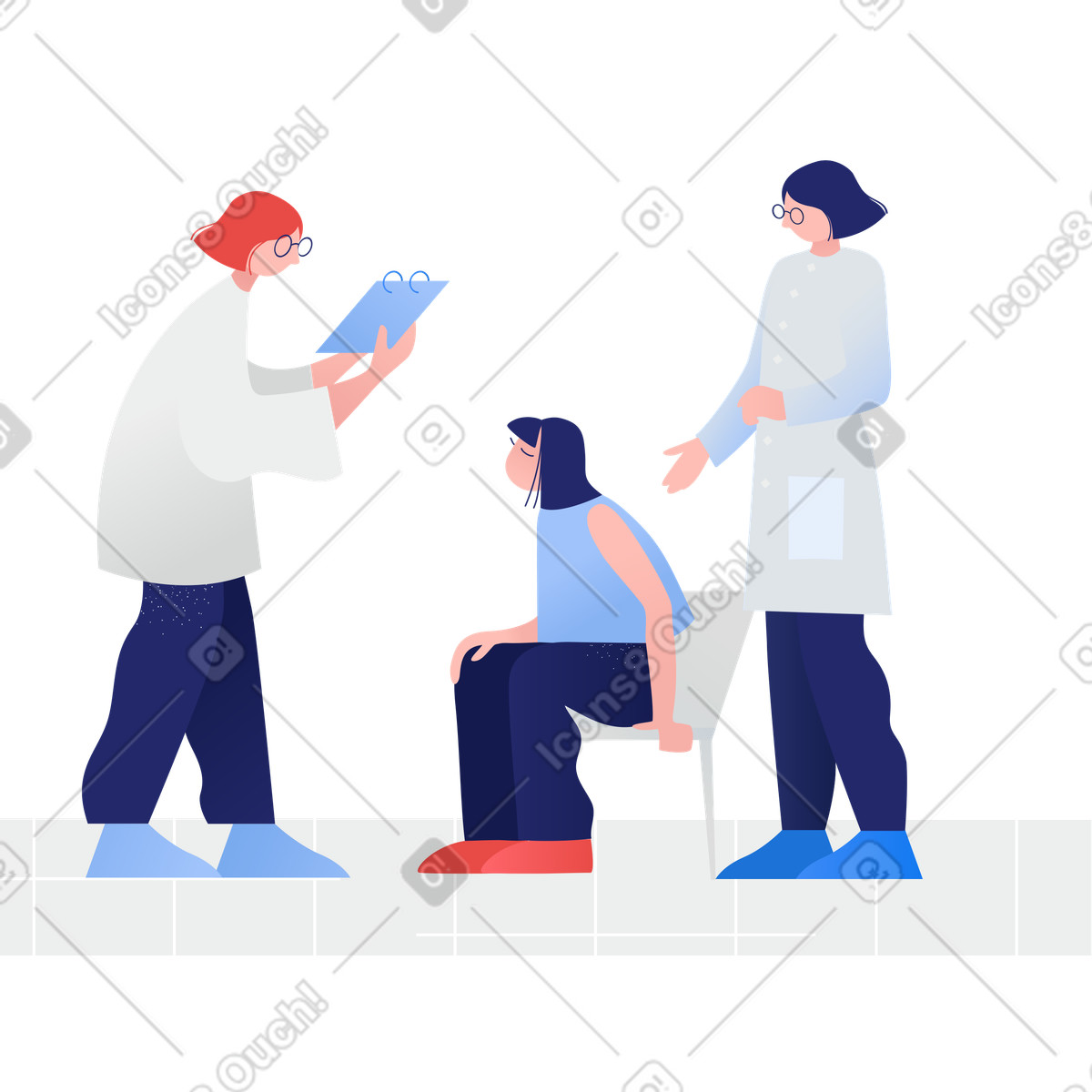 Initial examination by a doctor illustration in Clip style download in PNG, SVG